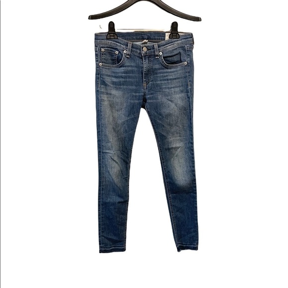 Rag & Bone Dale Medium Wash Raw Edge Release Hem Ankle Skinny Jeans - Picture 2 of 9
